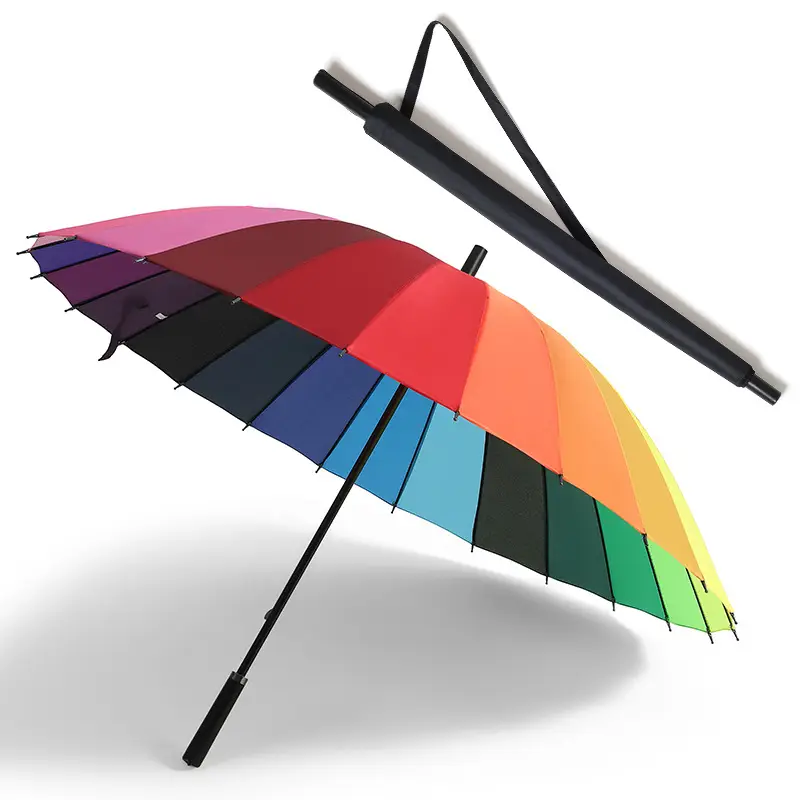 Oversized Black Umbrella for Men Women 24 Bone Handle
