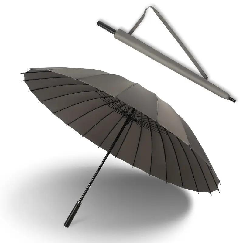 Oversized Black Umbrella for Men Women 24 Bone Handle