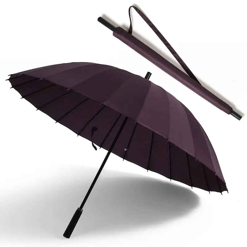 Oversized Black Umbrella for Men Women 24 Bone Handle