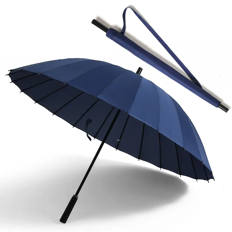 Oversized Black Umbrella for Men Women 24 Bone Handle