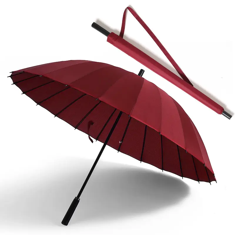 Oversized Black Umbrella for Men Women 24 Bone Handle