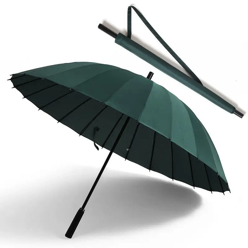Oversized Black Umbrella for Men Women 24 Bone Handle