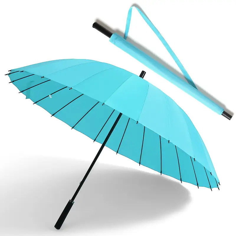 Oversized Black Umbrella for Men Women 24 Bone Handle