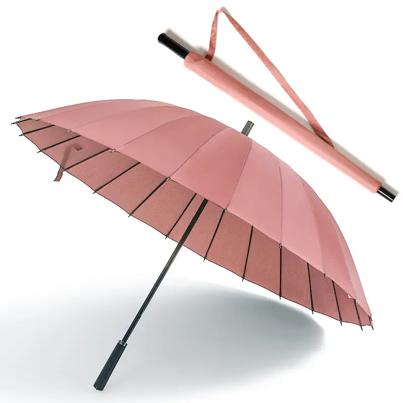 Oversized Black Umbrella for Men Women 24 Bone Handle