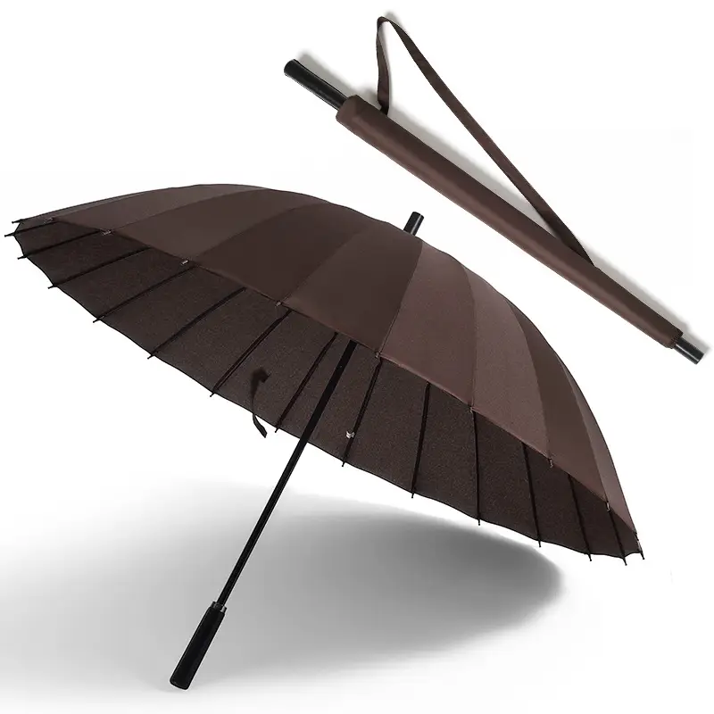 Oversized Black Umbrella for Men Women 24 Bone Handle