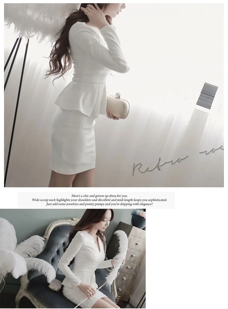 Korean V-Neck Slim Hip Skirt White 2023 — feature 16