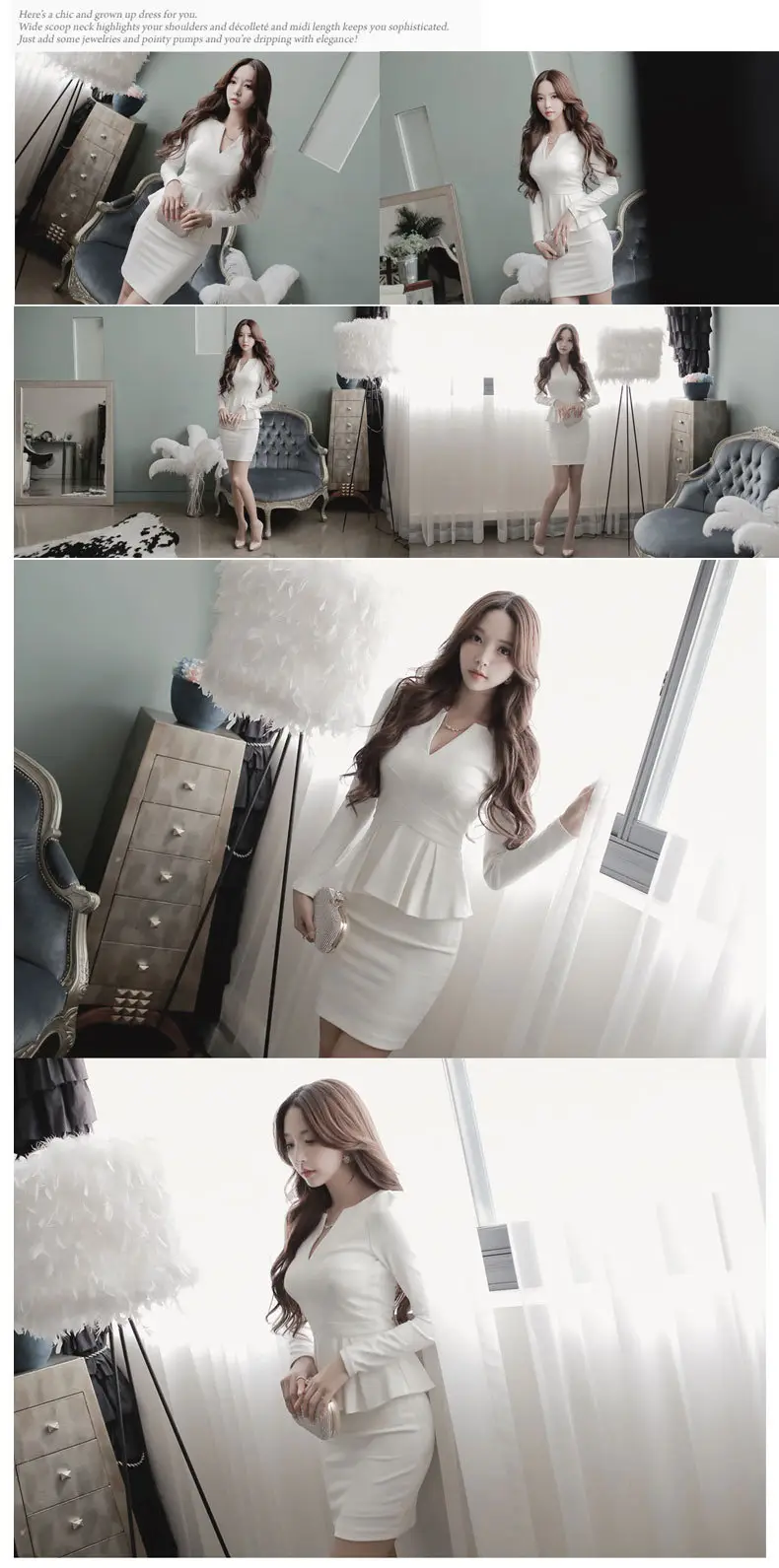 Korean V-Neck Slim Hip Skirt White 2023 — feature 17