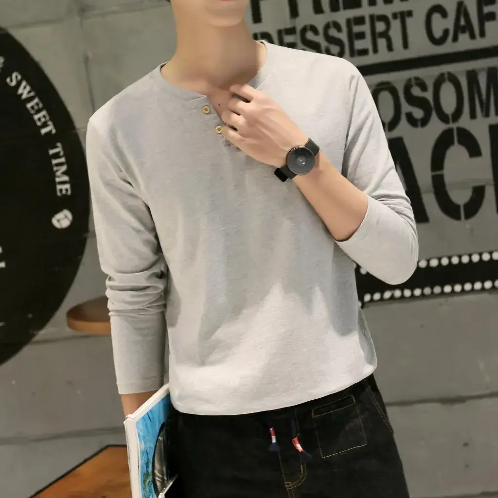 Men Long-Sleeved Red Cotton T-Shirt — feature 21