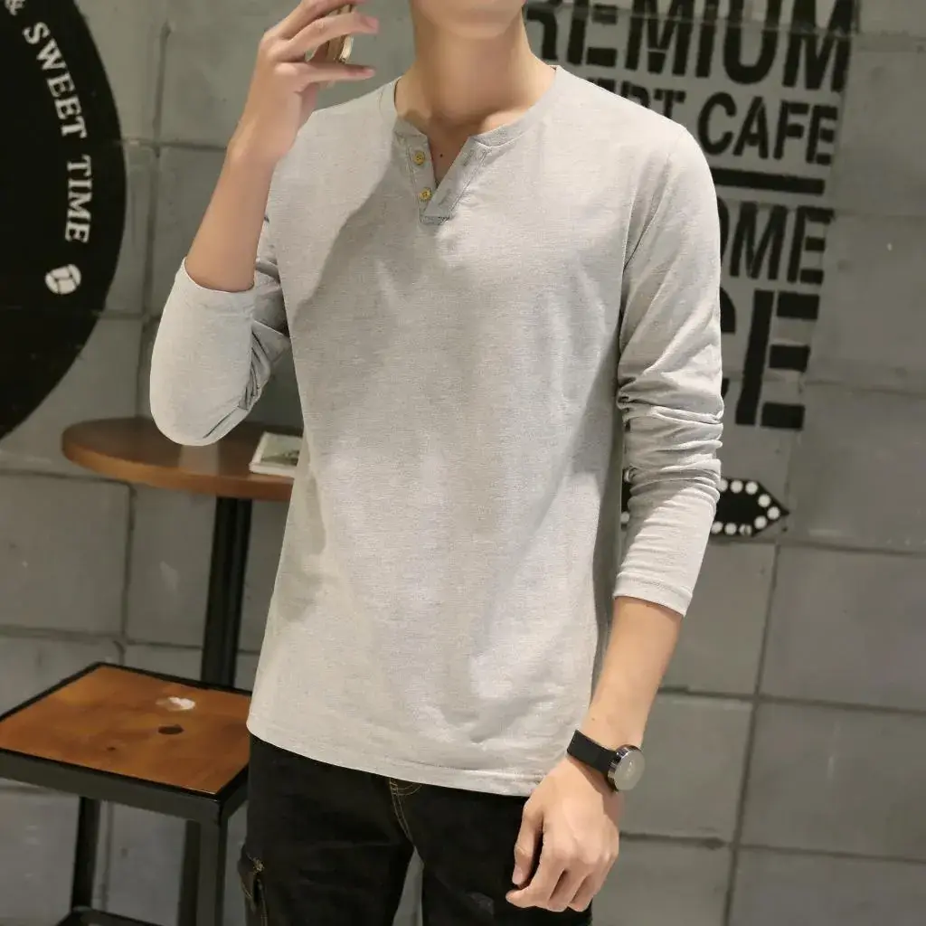 Men Long-Sleeved Red Cotton T-Shirt — feature 22
