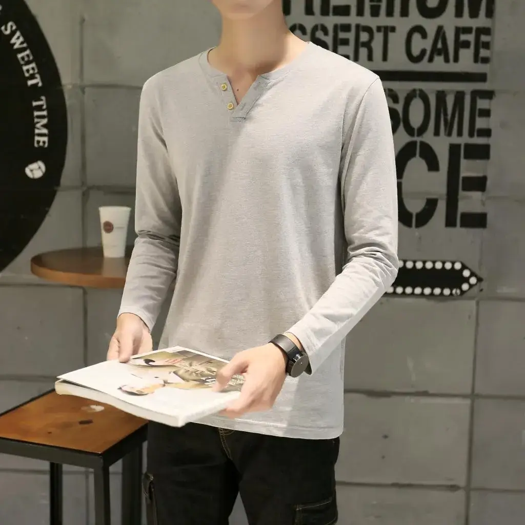 Men Long-Sleeved Red Cotton T-Shirt — feature 23