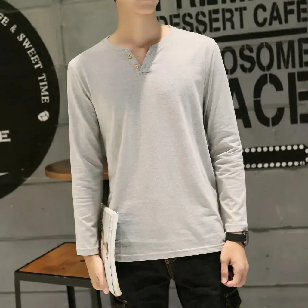 Men Long-Sleeved Red Cotton T-Shirt — feature 24