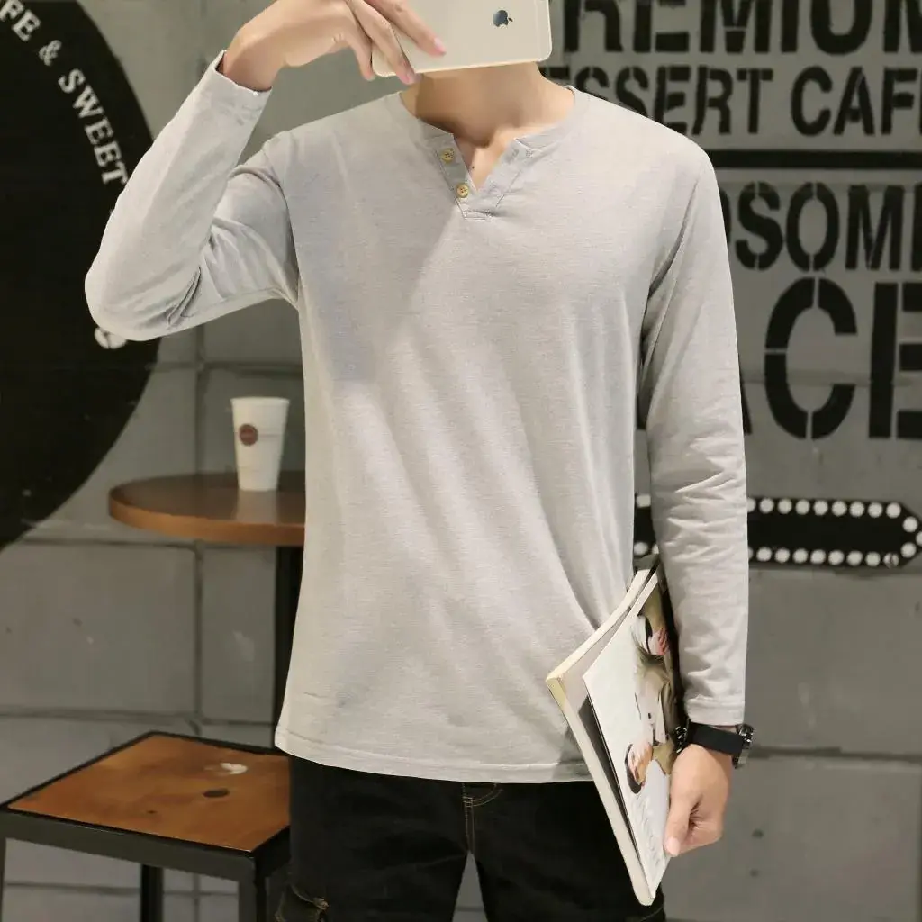 Men Long-Sleeved Red Cotton T-Shirt — feature 26