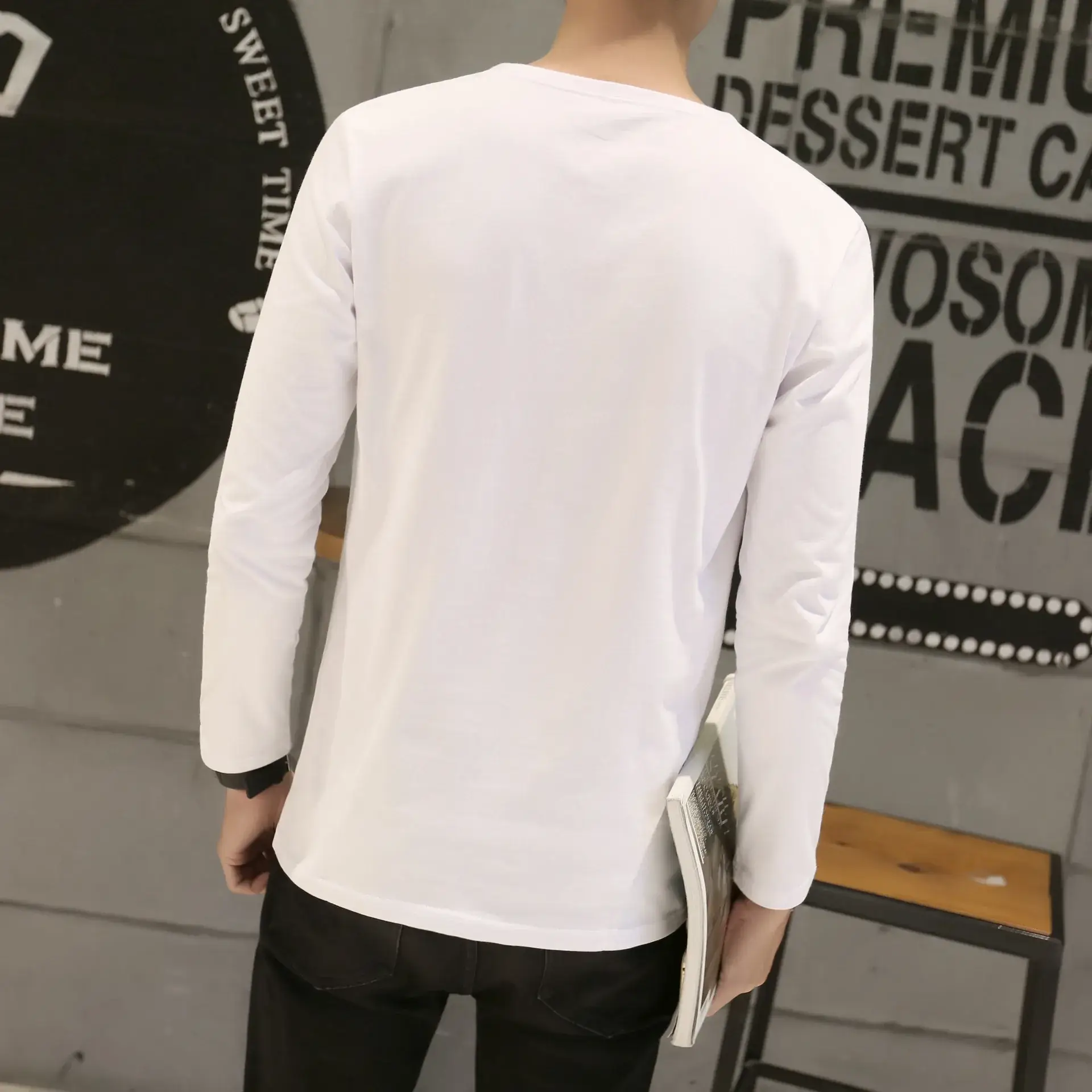 Men Long-Sleeved Red Cotton T-Shirt — feature 31
