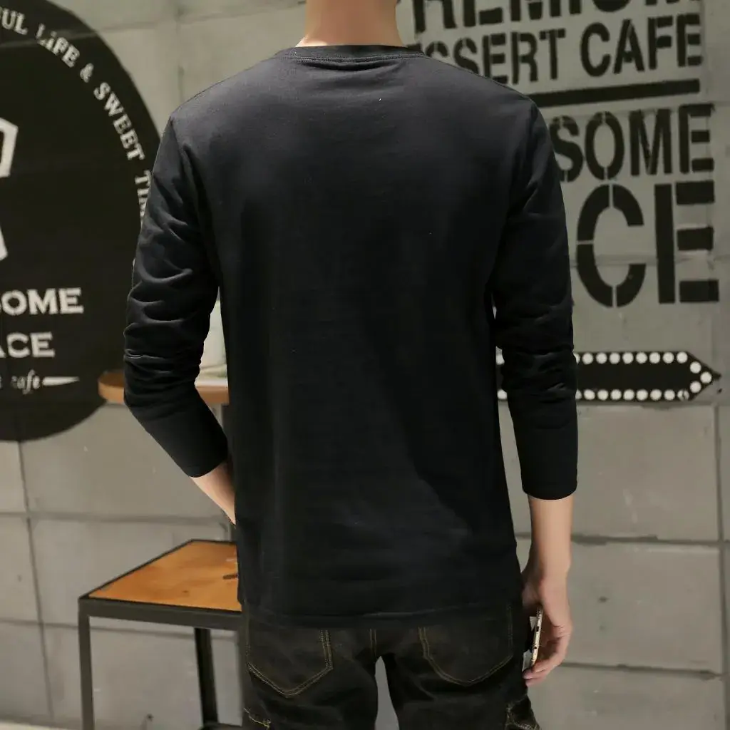 Men Long-Sleeved Red Cotton T-Shirt — feature 4