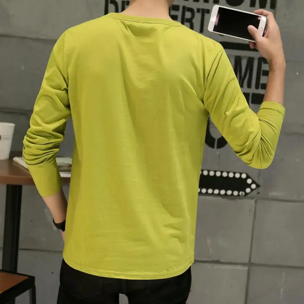 Men Long-Sleeved Red Cotton T-Shirt — feature 40