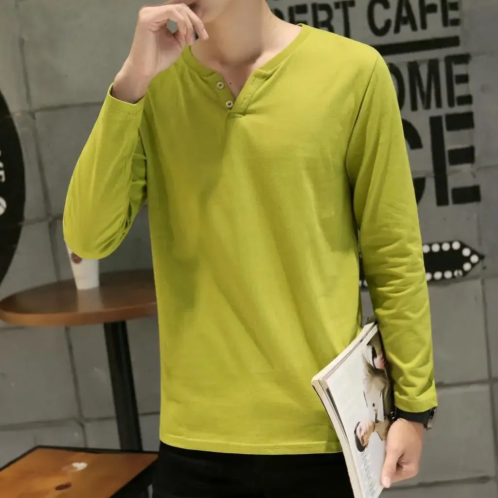 Men Long-Sleeved Red Cotton T-Shirt — feature 41