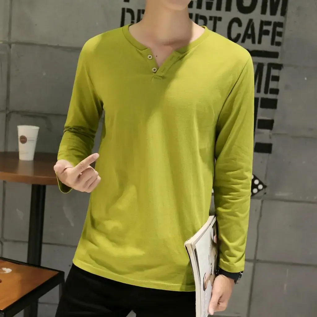 Men Long-Sleeved Red Cotton T-Shirt — feature 42