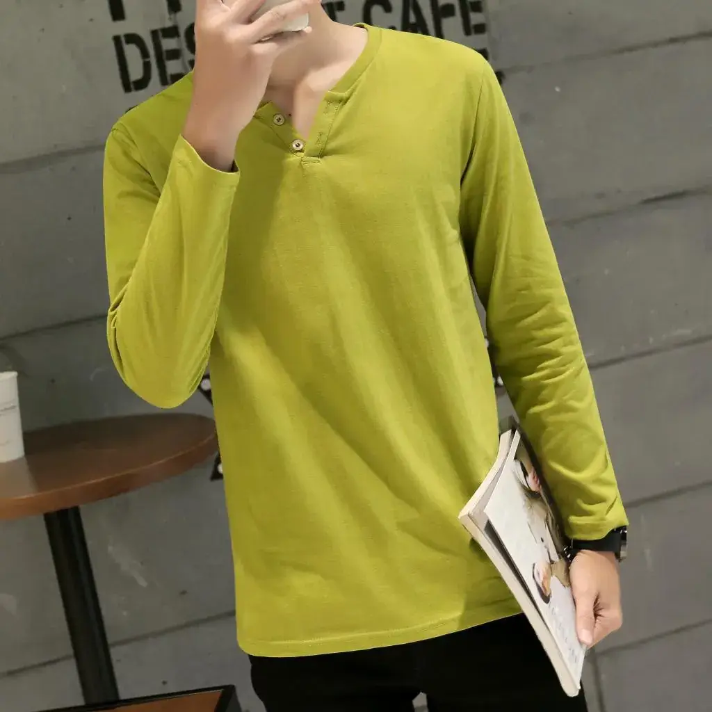 Men Long-Sleeved Red Cotton T-Shirt — feature 43