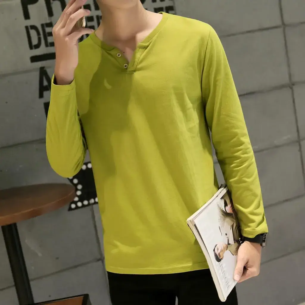 Men Long-Sleeved Red Cotton T-Shirt — feature 44