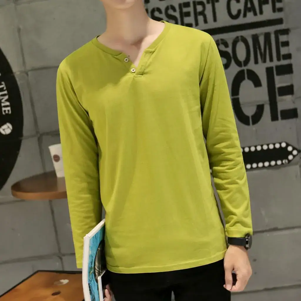 Men Long-Sleeved Red Cotton T-Shirt — feature 46