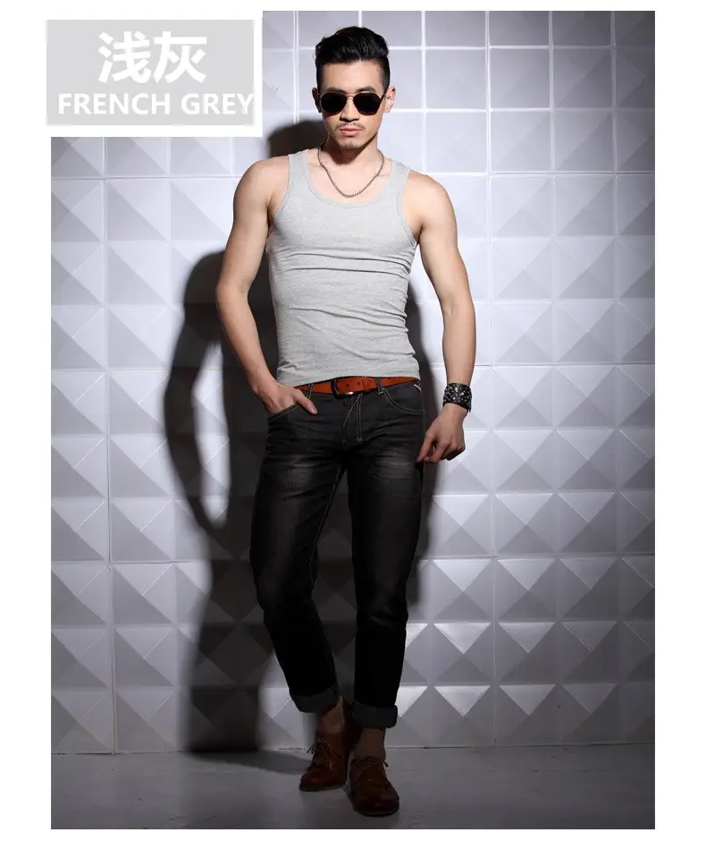 Men's Sleeveless Vest Purple Slim Fit Army Green