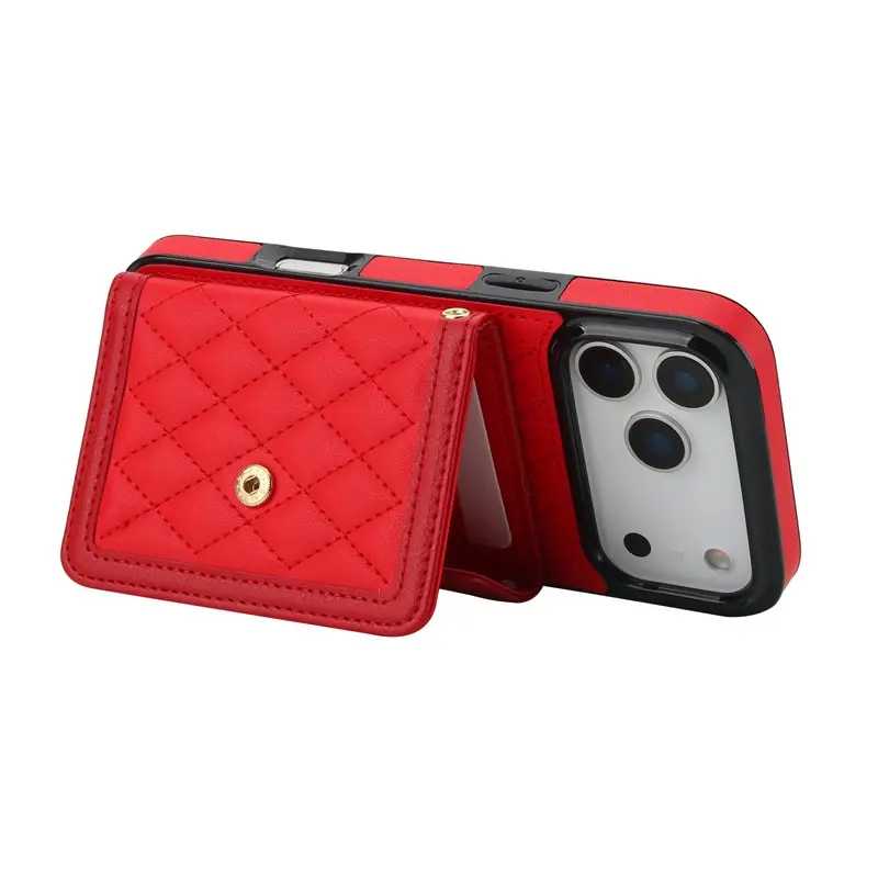 Red Foldable Phone Leather Case for iPhone 17 Pro Max