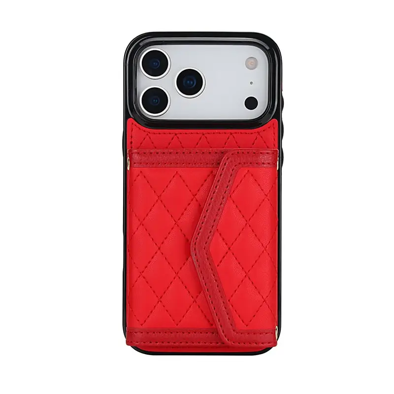 Red Foldable Phone Leather Case for iPhone 17 Pro Max