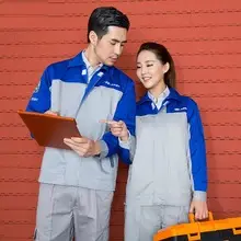 Men Women Summer Work Suit Beige Polyester Cotton Short Sleeve — feature 7