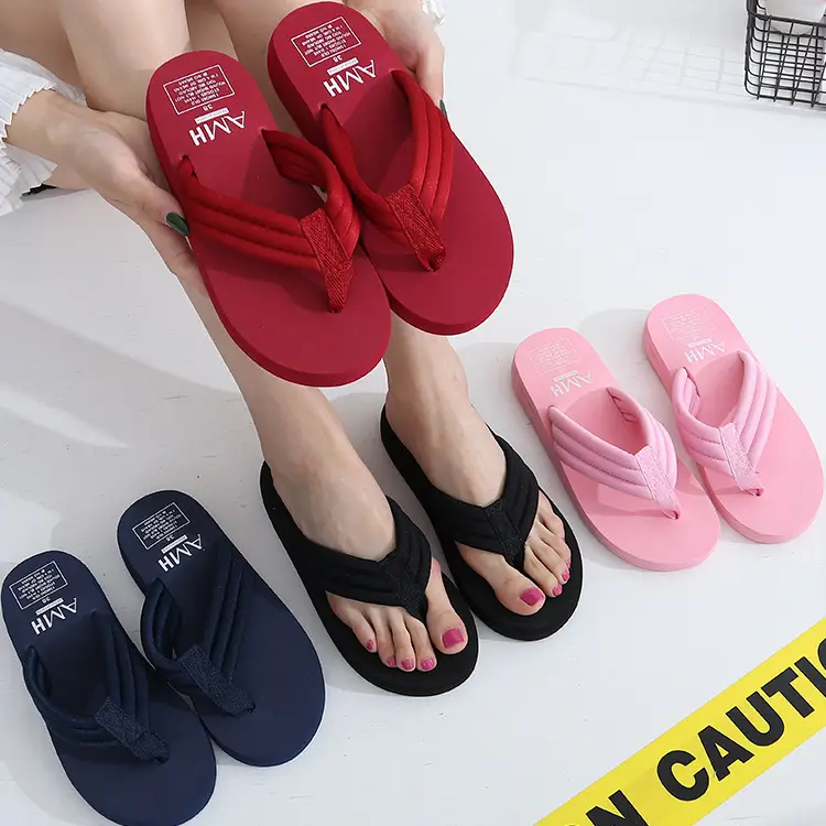 Women Pink Wedge Slippers Summer