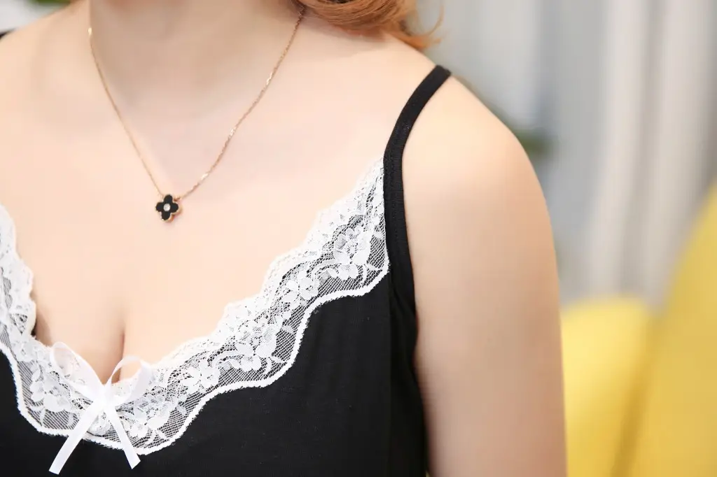 Women's Black Modal Camisole Nightdress V-Neck Large — feature 12