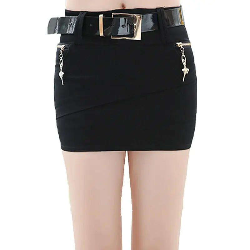 Korean Style White Slimming Mini Skirt with Belt - Image 5