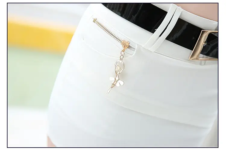 Korean Style White Slimming Mini Skirt with Belt — feature 37