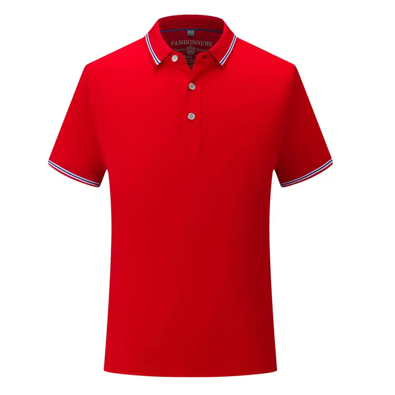 Men White Polo T-Shirt with Red Trim - Image 2