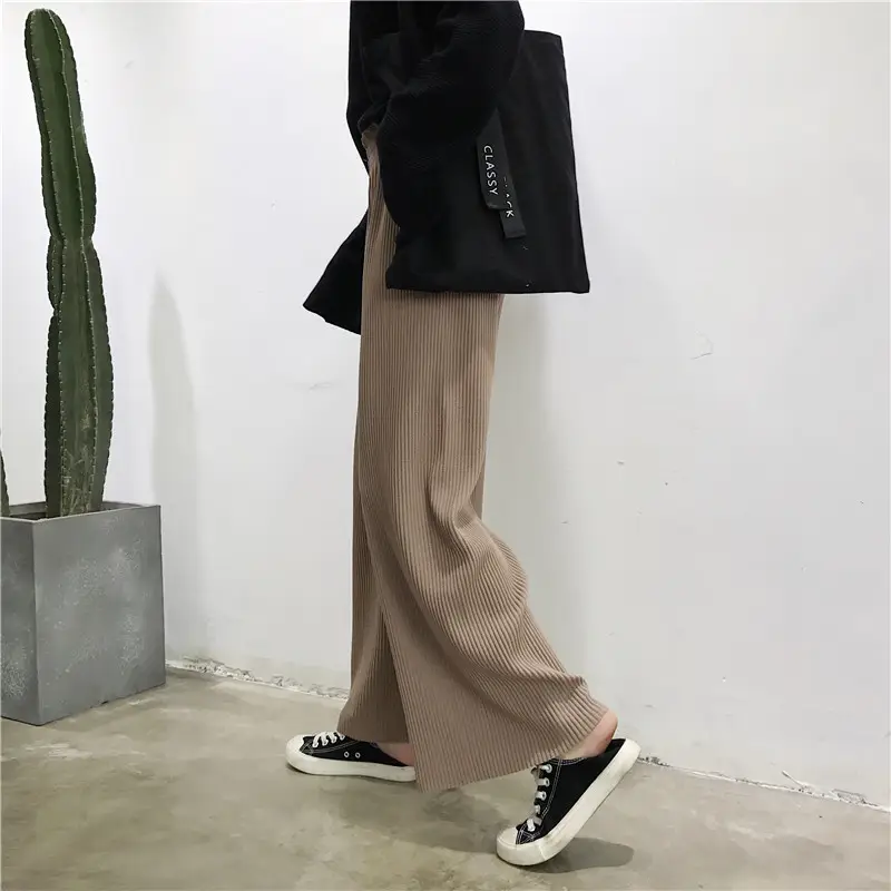 Women's Wide Leg Pleated Pants with Elastic Waist - Image 4