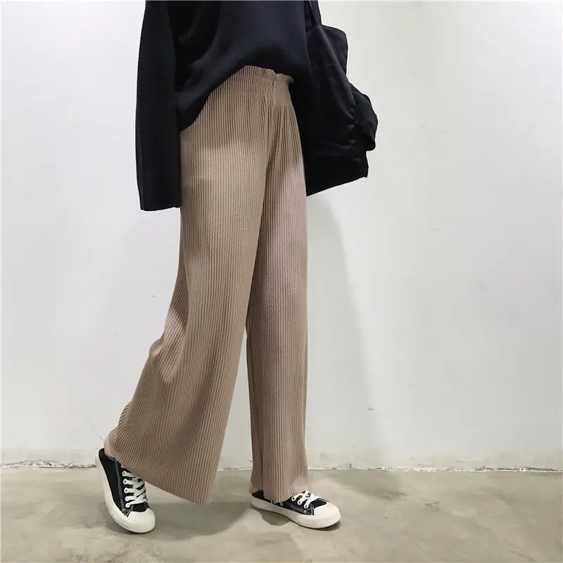 Women's Wide Leg Pleated Pants with Elastic Waist - Image 5