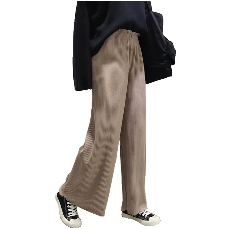 Women's Wide Leg Pleated Pants with Elastic Waist - Image 6