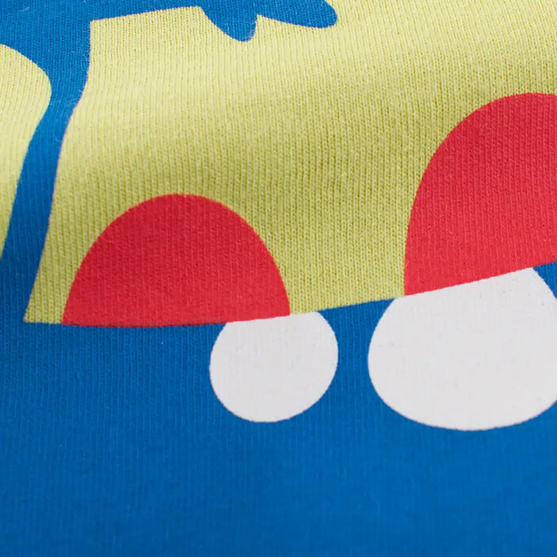 Kids Cartoon T-Shirt Blue Yellow Round Neck Short Sleeve