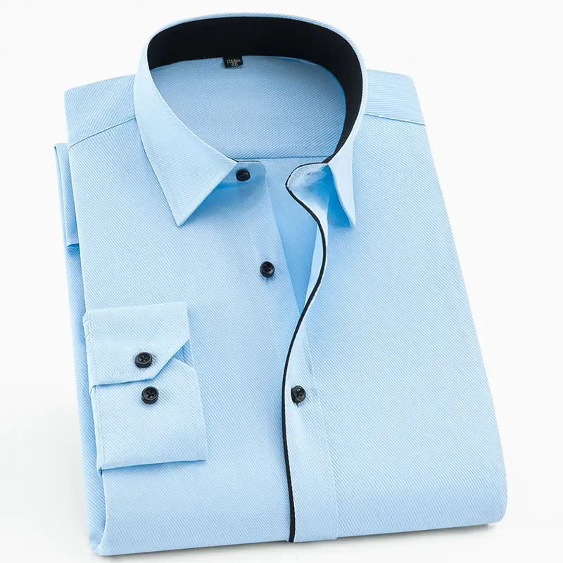 Plus Size Men White Slim Fit Shirt with Embroidered Logo