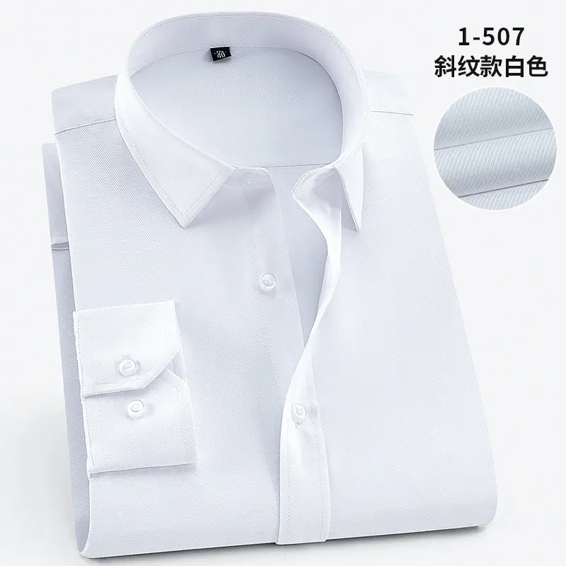 Plus Size Men White Slim Fit Shirt with Embroidered Logo
