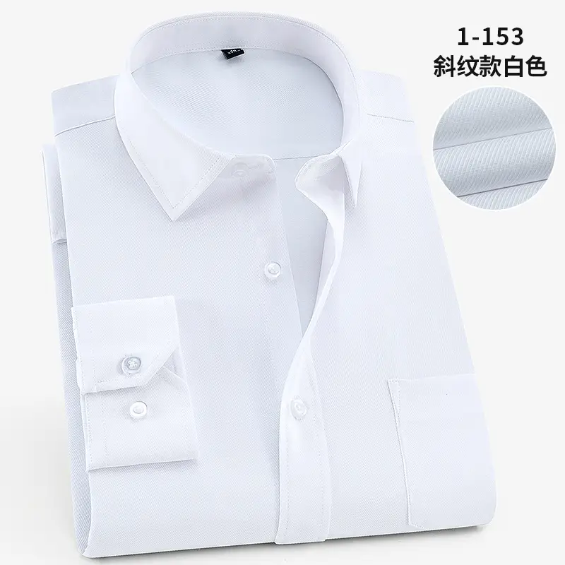 Plus Size Men White Slim Fit Shirt with Embroidered Logo