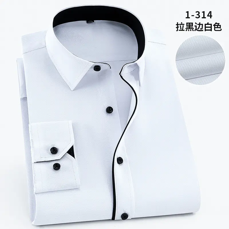 Plus Size Men White Slim Fit Shirt with Embroidered Logo