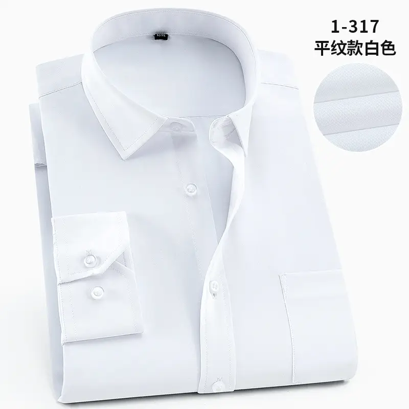 Plus Size Men White Slim Fit Shirt with Embroidered Logo