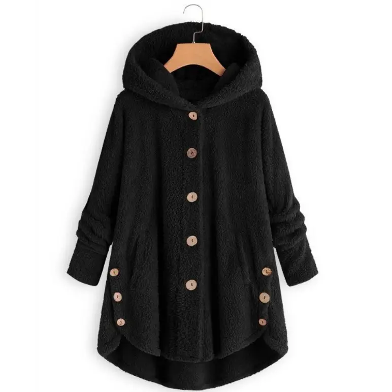Women's Grey Hooded Button Coat 2025 Winter - Image 16