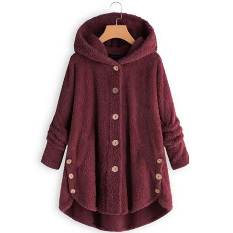 Women's Grey Hooded Button Coat 2025 Winter — feature 2