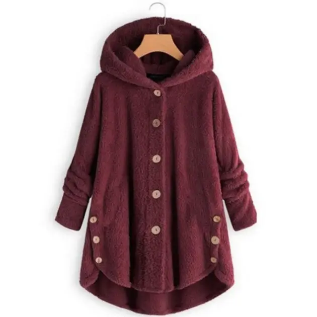 Women's Grey Hooded Button Coat 2025 Winter - Image 4