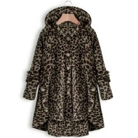 Women's Grey Hooded Button Coat 2025 Winter - Image 9