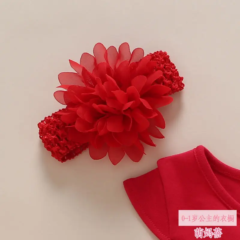 Red Lace Baby Wrap Dress for Girls Summer Wear - Image 5