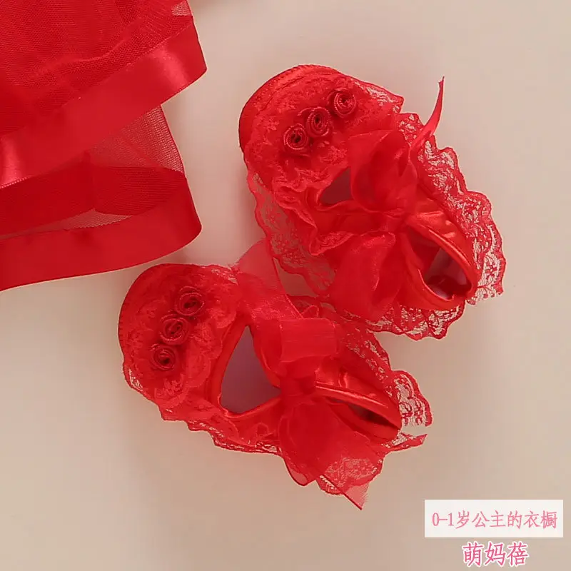 Red Lace Baby Wrap Dress for Girls Summer Wear - Image 6