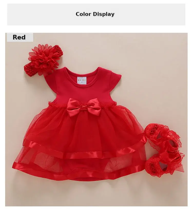 Red Lace Baby Wrap Dress for Girls Summer Wear — feature 14