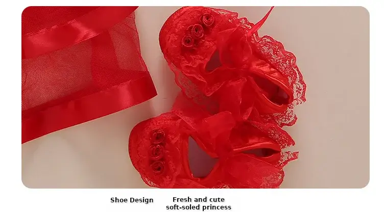 Red Lace Baby Wrap Dress for Girls Summer Wear — feature 19